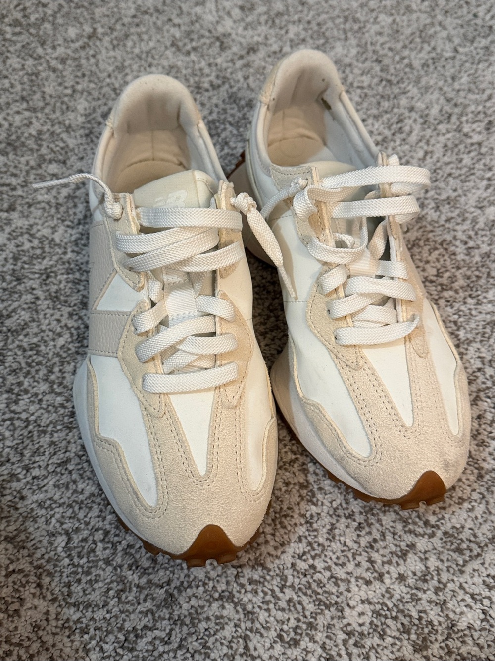 New Balance Women's Cream and Brown Retro Runner Sneakers